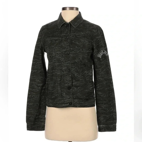 Hurley | Camouflage Camo Denim Printed Button Down Jacket Size S Small - Picture 10 of 10